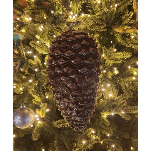Brown & Gold Glitter Pinecone Hanging Ornament - Picture 6 of 6